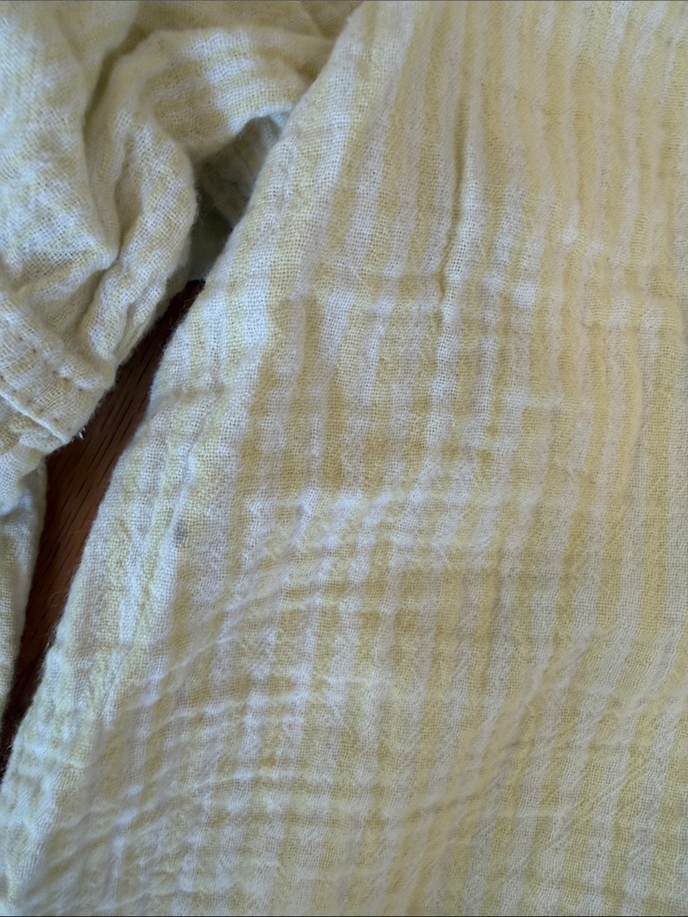 aerie Cream/Yellow Striped Crinkled Button-Front Blouse - Picture 4 of 4